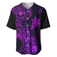 Hawaii Baseball Jersey Ukulele Mix Polynesian Plumeria Purple Version LT14 Purple - Polynesian Pride