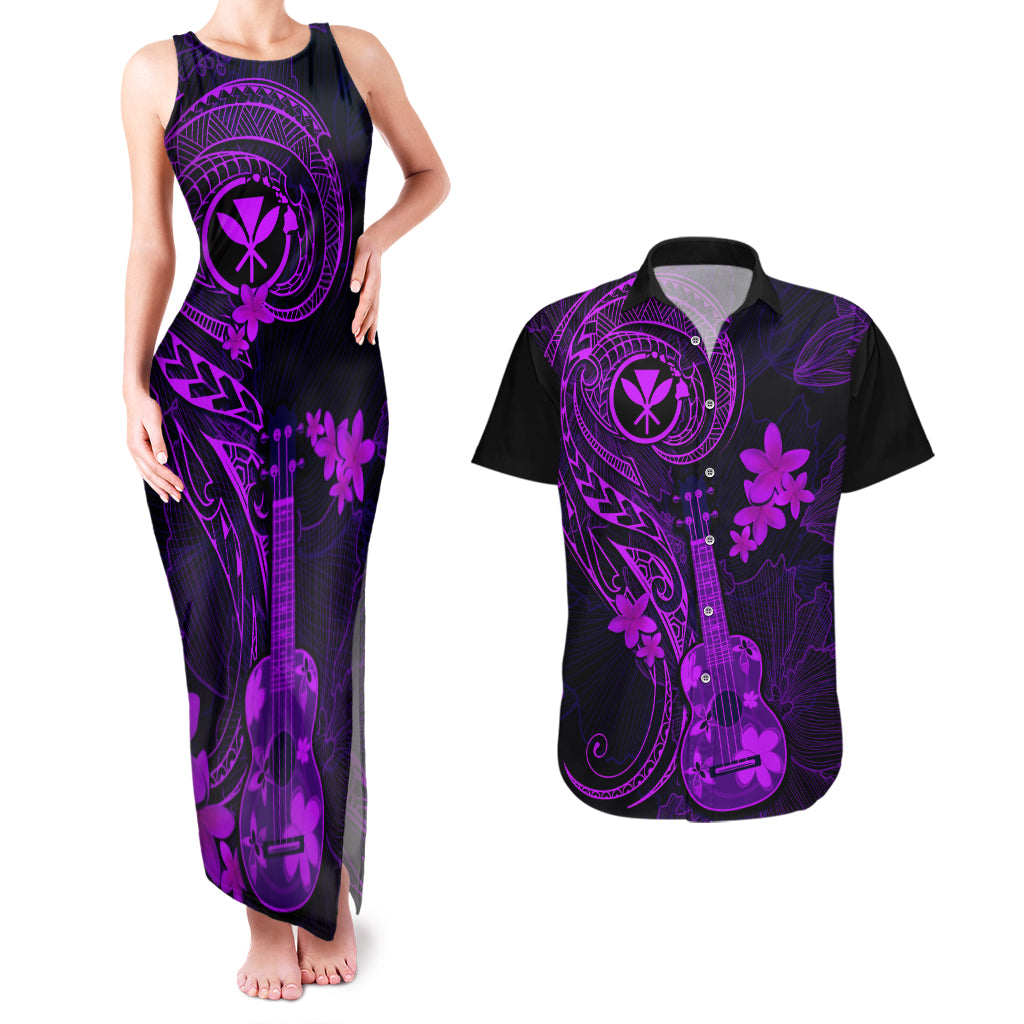 Hawaii Couples Matching Tank Maxi Dress and Hawaiian Shirt Ukulele Mix Polynesian Plumeria Purple Version LT14 Purple - Polynesian Pride