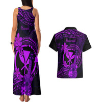 Hawaii Couples Matching Tank Maxi Dress and Hawaiian Shirt Ukulele Mix Polynesian Plumeria Purple Version LT14 - Polynesian Pride