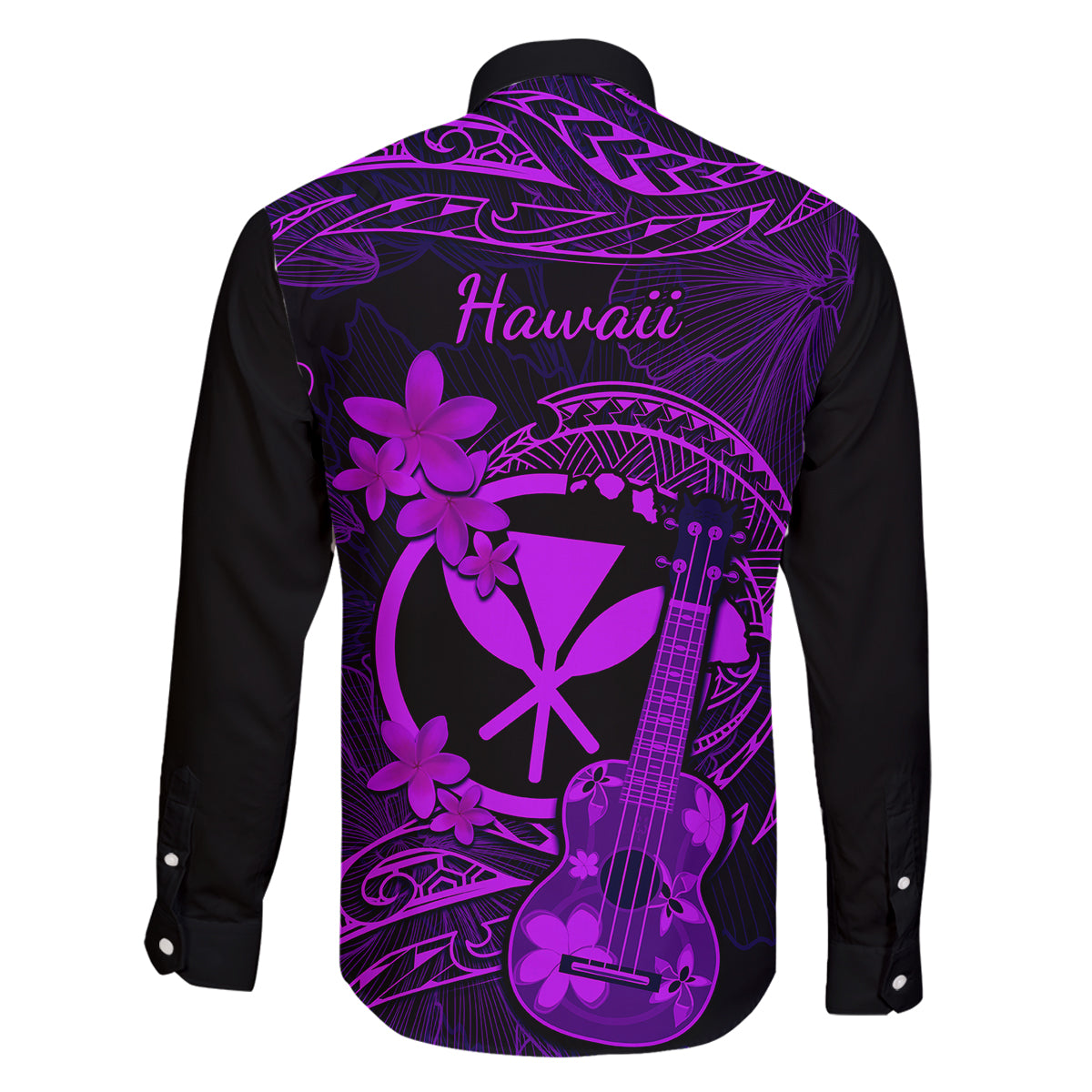 Hawaii Family Matching Puletasi Dress and Hawaiian Shirt Ukulele Mix Polynesian Plumeria Purple Version LT14 - Polynesian Pride