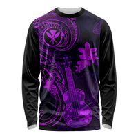 Hawaii Long Sleeve Shirt Ukulele Mix Polynesian Plumeria Purple Version LT14 Unisex Purple - Polynesian Pride
