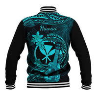 Hawaii Baseball Jacket Ukulele Mix Polynesian Plumeria Turquoise Version LT14 - Polynesian Pride