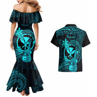 Hawaii Couples Matching Mermaid Dress and Hawaiian Shirt Ukulele Mix Polynesian Plumeria Turquoise Version LT14 - Polynesian Pride