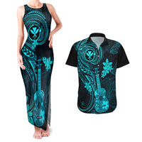 Hawaii Couples Matching Tank Maxi Dress and Hawaiian Shirt Ukulele Mix Polynesian Plumeria Turquoise Version LT14 Turquoise - Polynesian Pride
