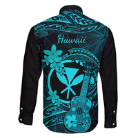 Hawaii Family Matching Summer Maxi Dress and Hawaiian Shirt Ukulele Mix Polynesian Plumeria Turquoise Version LT14 - Polynesian Pride