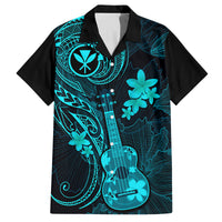 Hawaii Family Matching Summer Maxi Dress and Hawaiian Shirt Ukulele Mix Polynesian Plumeria Turquoise Version LT14 Dad's Shirt - Short Sleeve Turquoise - Polynesian Pride