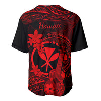 Hawaii Baseball Jersey Ukulele Mix Polynesian Plumeria Red Version LT14 - Polynesian Pride