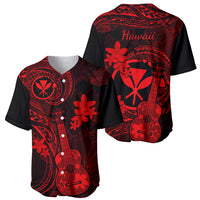 Hawaii Baseball Jersey Ukulele Mix Polynesian Plumeria Red Version LT14 - Polynesian Pride