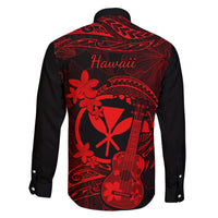 Hawaii Family Matching Summer Maxi Dress and Hawaiian Shirt Ukulele Mix Polynesian Plumeria Red Version LT14 - Polynesian Pride