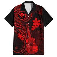 Hawaii Family Matching Tank Maxi Dress and Hawaiian Shirt Ukulele Mix Polynesian Plumeria Red Version LT14 Dad's Shirt - Short Sleeve Red - Polynesian Pride
