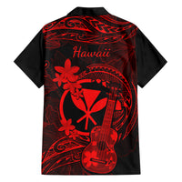 Hawaii Family Matching Tank Maxi Dress and Hawaiian Shirt Ukulele Mix Polynesian Plumeria Red Version LT14 - Polynesian Pride