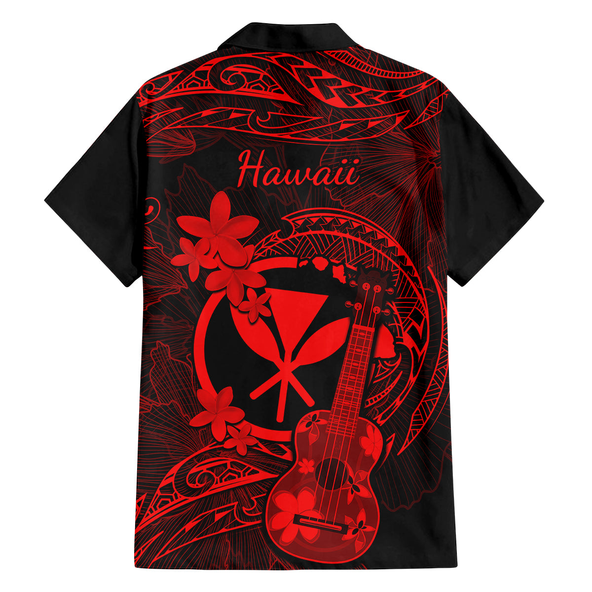 Hawaii Kid Hawaiian Shirt Ukulele Mix Polynesian Plumeria Red Version LT14 - Polynesian Pride