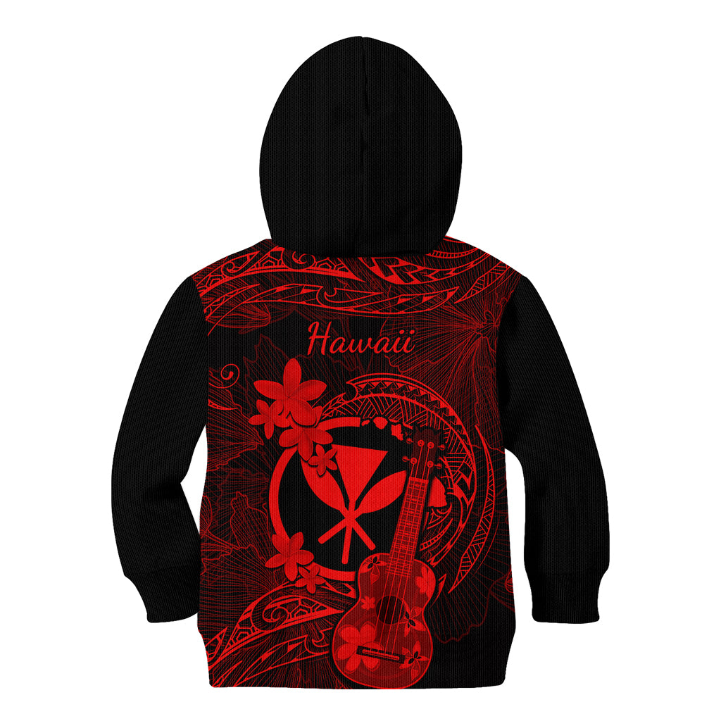Hawaii Kid Hoodie Ukulele Mix Polynesian Plumeria Red Version LT14 - Polynesian Pride