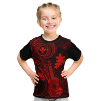 Hawaii Kid T Shirt Ukulele Mix Polynesian Plumeria Red Version LT14 Red - Polynesian Pride