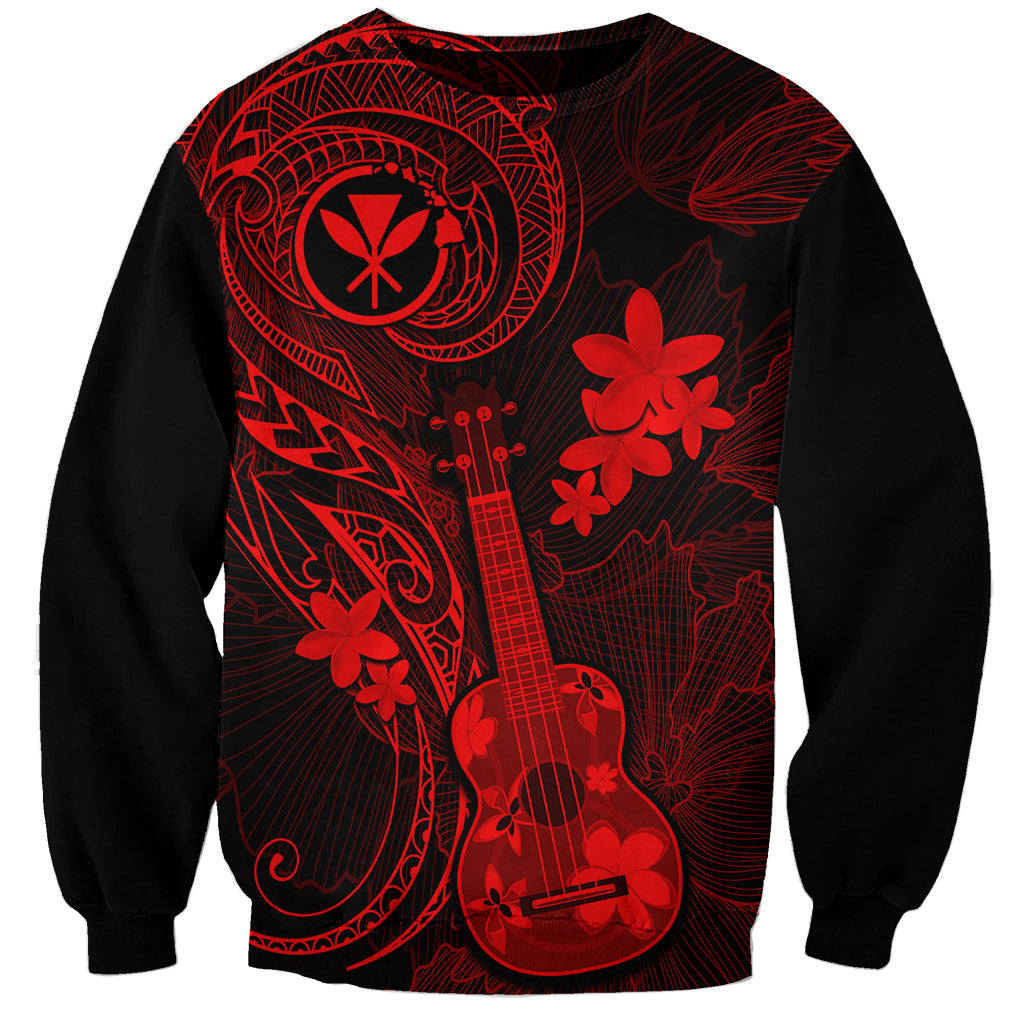 Hawaii Sweatshirt Ukulele Mix Polynesian Plumeria Red Version LT14 Unisex Red - Polynesian Pride