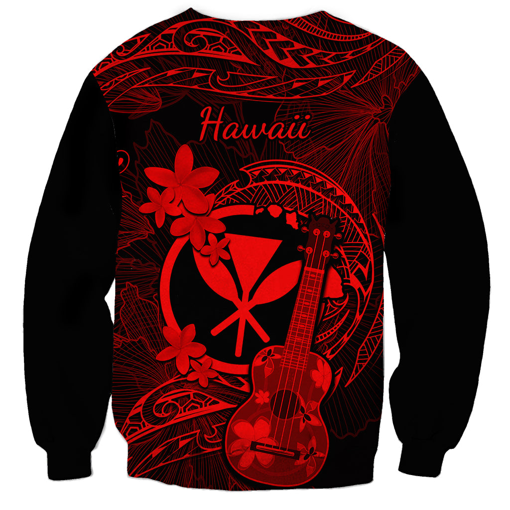 Hawaii Sweatshirt Ukulele Mix Polynesian Plumeria Red Version LT14 - Polynesian Pride