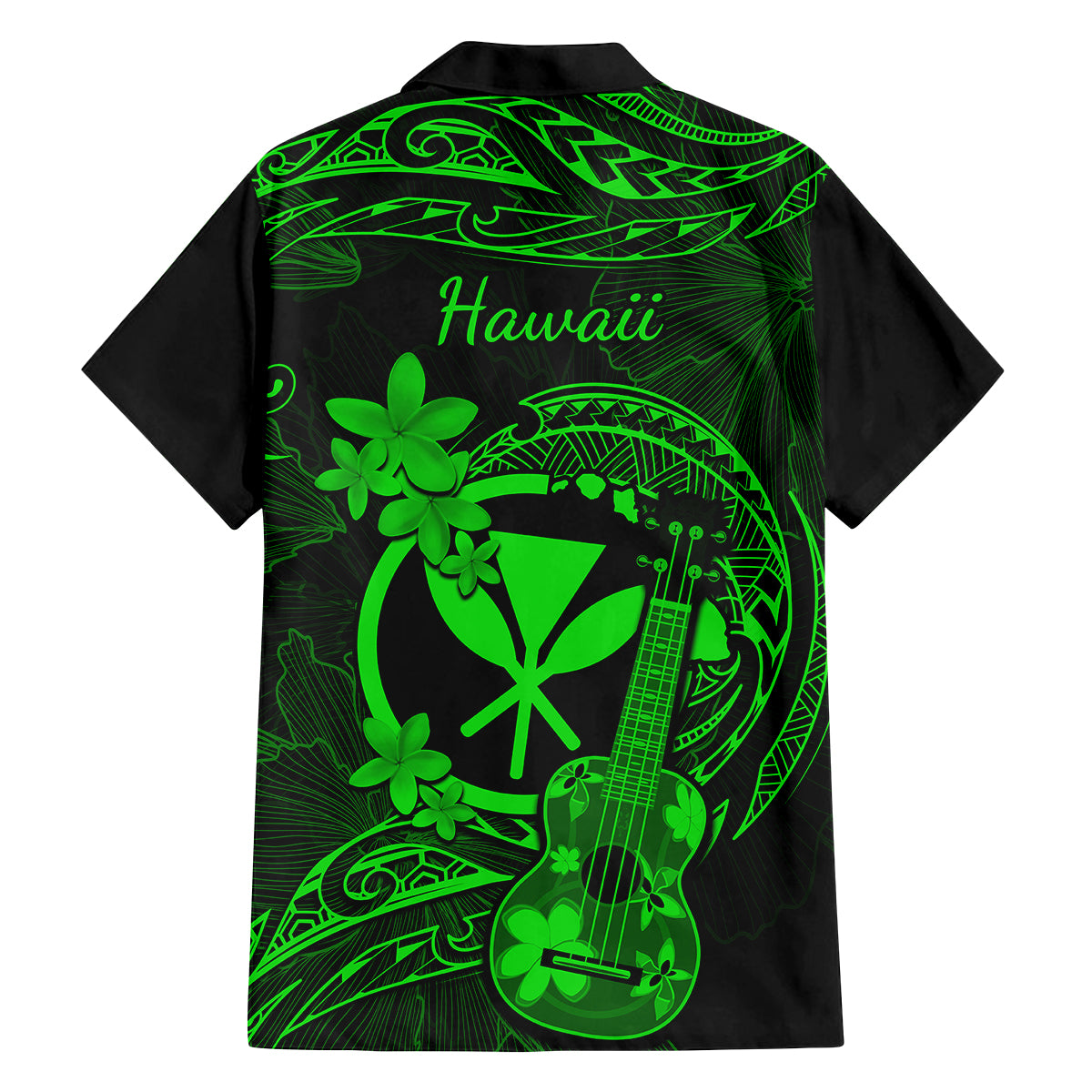 Hawaii Family Matching Long Sleeve Bodycon Dress and Hawaiian Shirt Ukulele Mix Polynesian Plumeria Green Version LT14 - Polynesian Pride