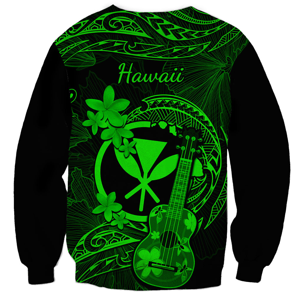 Hawaii Sweatshirt Ukulele Mix Polynesian Plumeria Green Version LT14 - Polynesian Pride