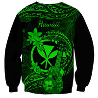 Hawaii Sweatshirt Ukulele Mix Polynesian Plumeria Green Version LT14 - Polynesian Pride