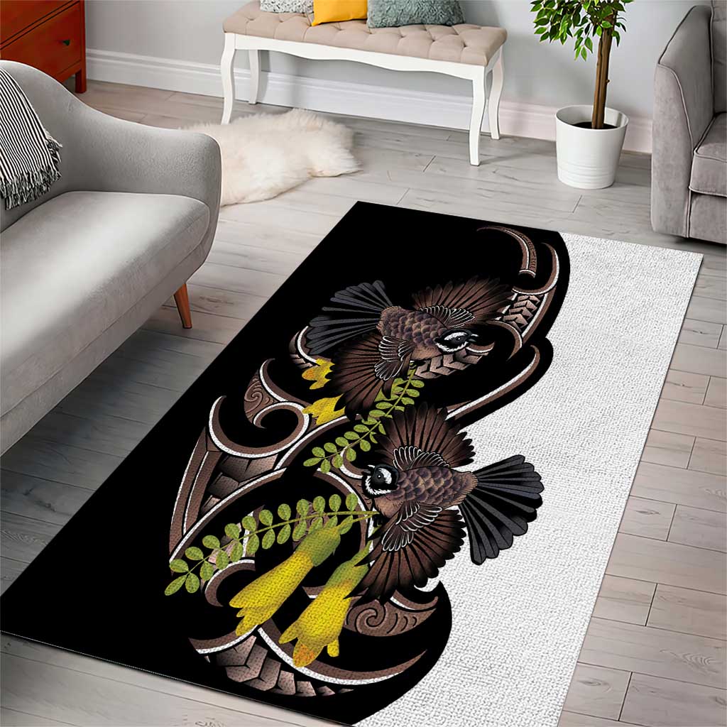 New Zealand Valentines Day Area Rug Piwakawaka Lovers Maori Koru Tattoo LT14 - Polynesian Pride