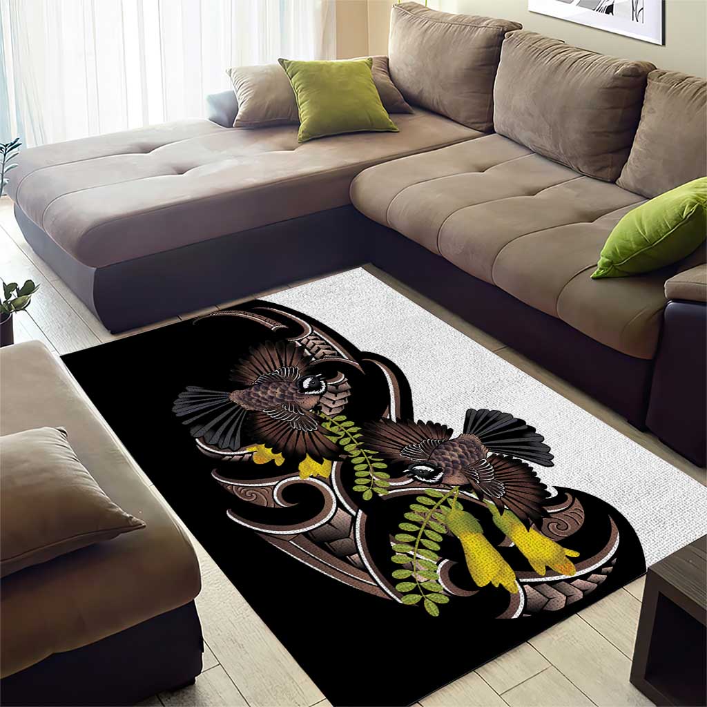 New Zealand Valentines Day Area Rug Piwakawaka Lovers Maori Koru Tattoo LT14 - Polynesian Pride