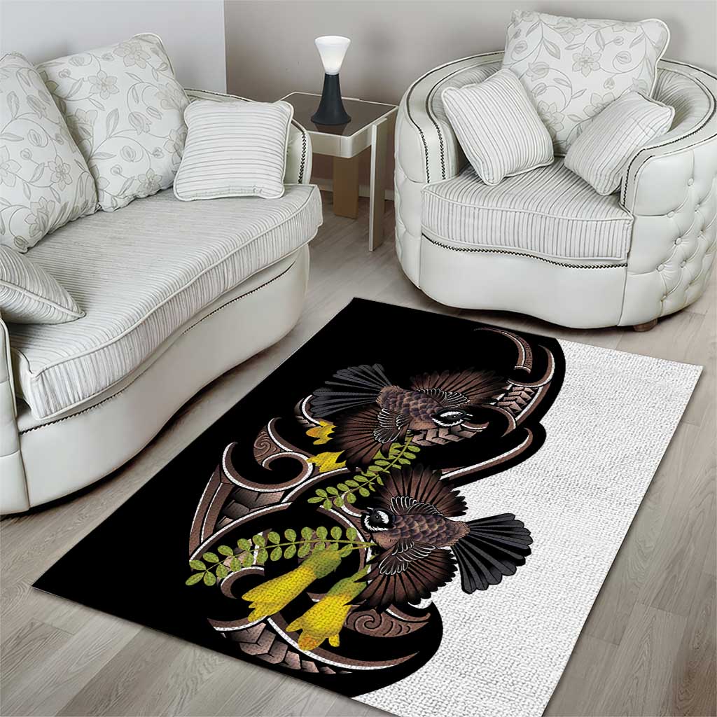 New Zealand Valentines Day Area Rug Piwakawaka Lovers Maori Koru Tattoo LT14 - Polynesian Pride