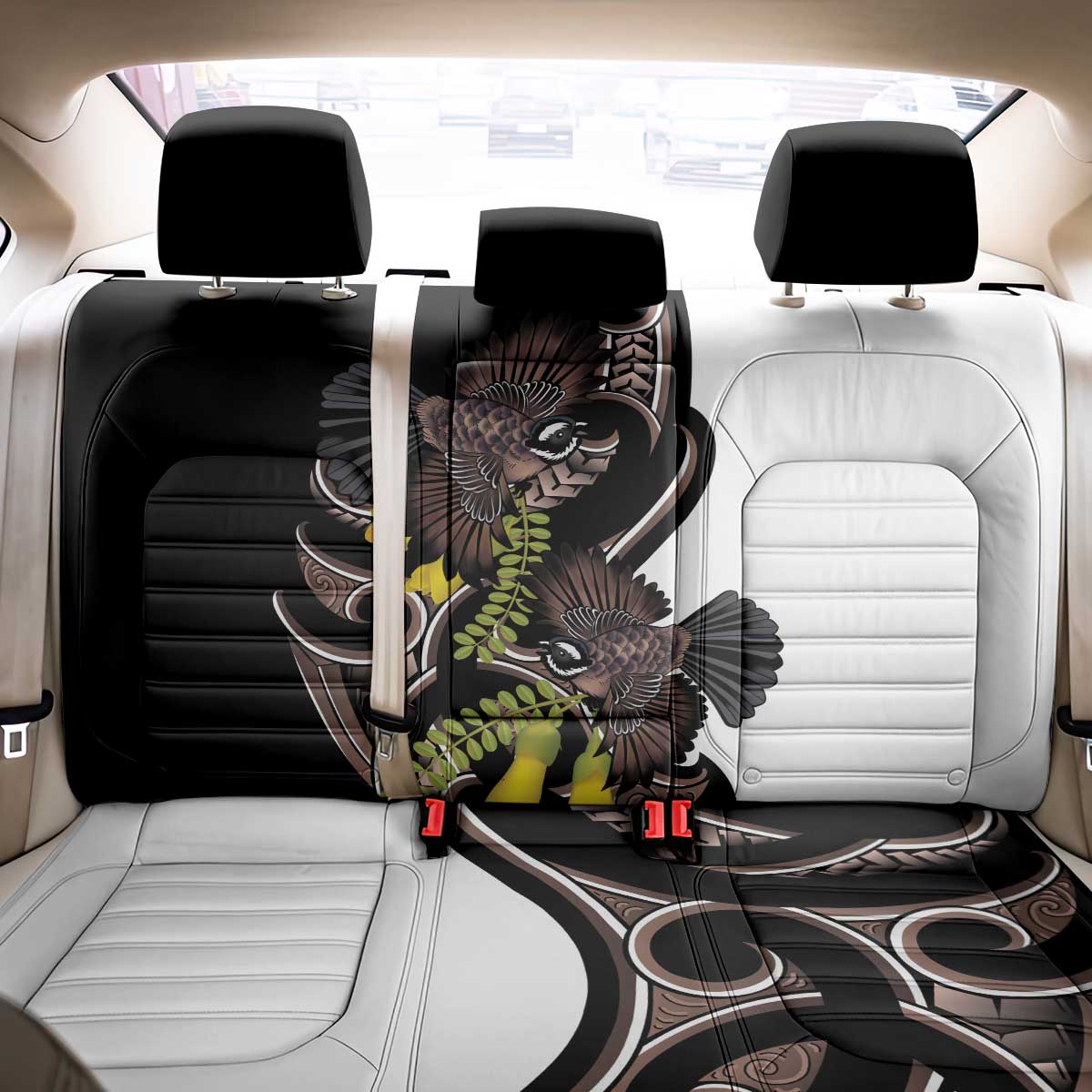 New Zealand Valentines Day Back Car Seat Cover Piwakawaka Lovers Maori Koru Tattoo LT14 - Polynesian Pride