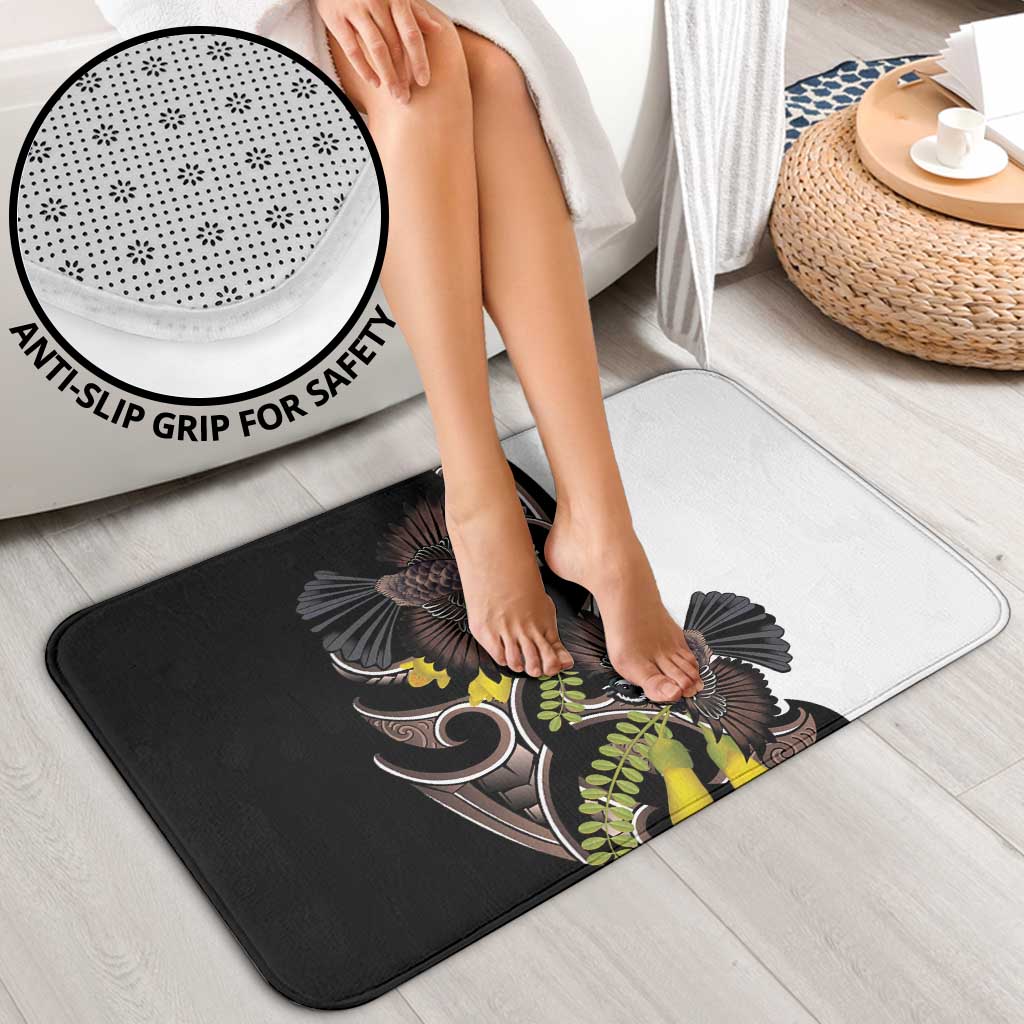 New Zealand Valentines Day Bathroom Set Piwakawaka Lovers Maori Koru Tattoo - Polynesian Pride