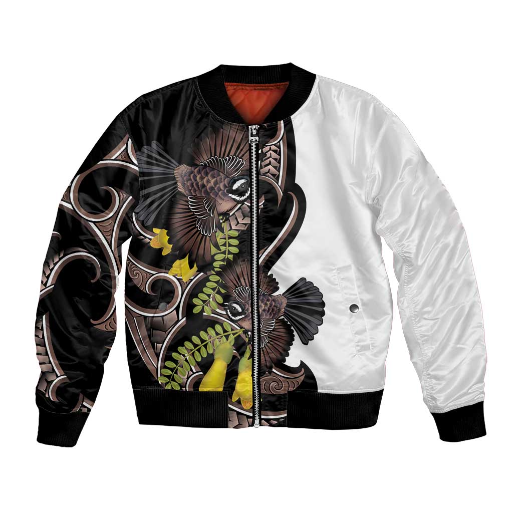 New Zealand Valentines Day Bomber Jacket Piwakawaka Lovers Maori Koru Tattoo - Polynesian Pride