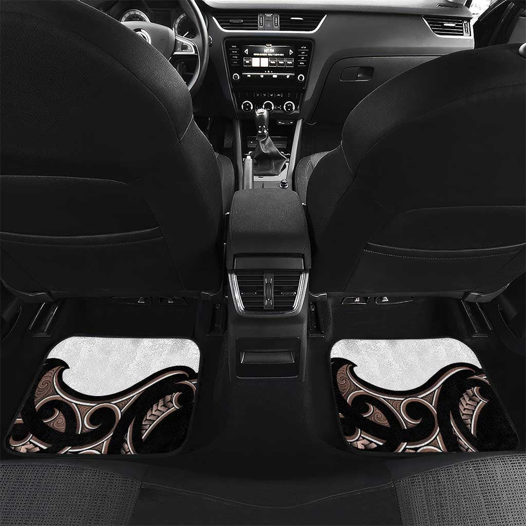 New Zealand Valentines Day Car Mats Piwakawaka Lovers Maori Koru Tattoo LT14 Set 2pcs - Back Black - Polynesian Pride
