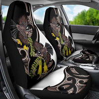 New Zealand Valentines Day Car Seat Cover Piwakawaka Lovers Maori Koru Tattoo - Polynesian Pride