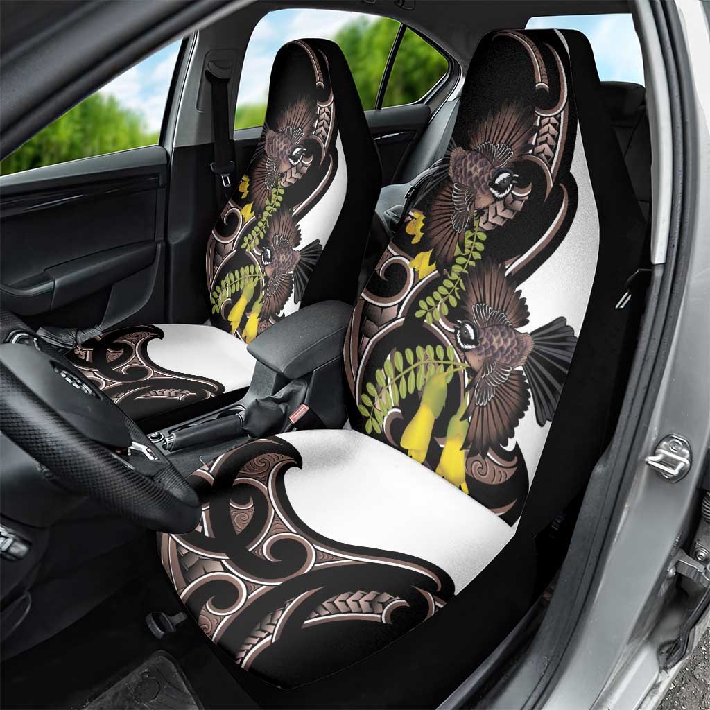 New Zealand Valentines Day Car Seat Cover Piwakawaka Lovers Maori Koru Tattoo - Polynesian Pride