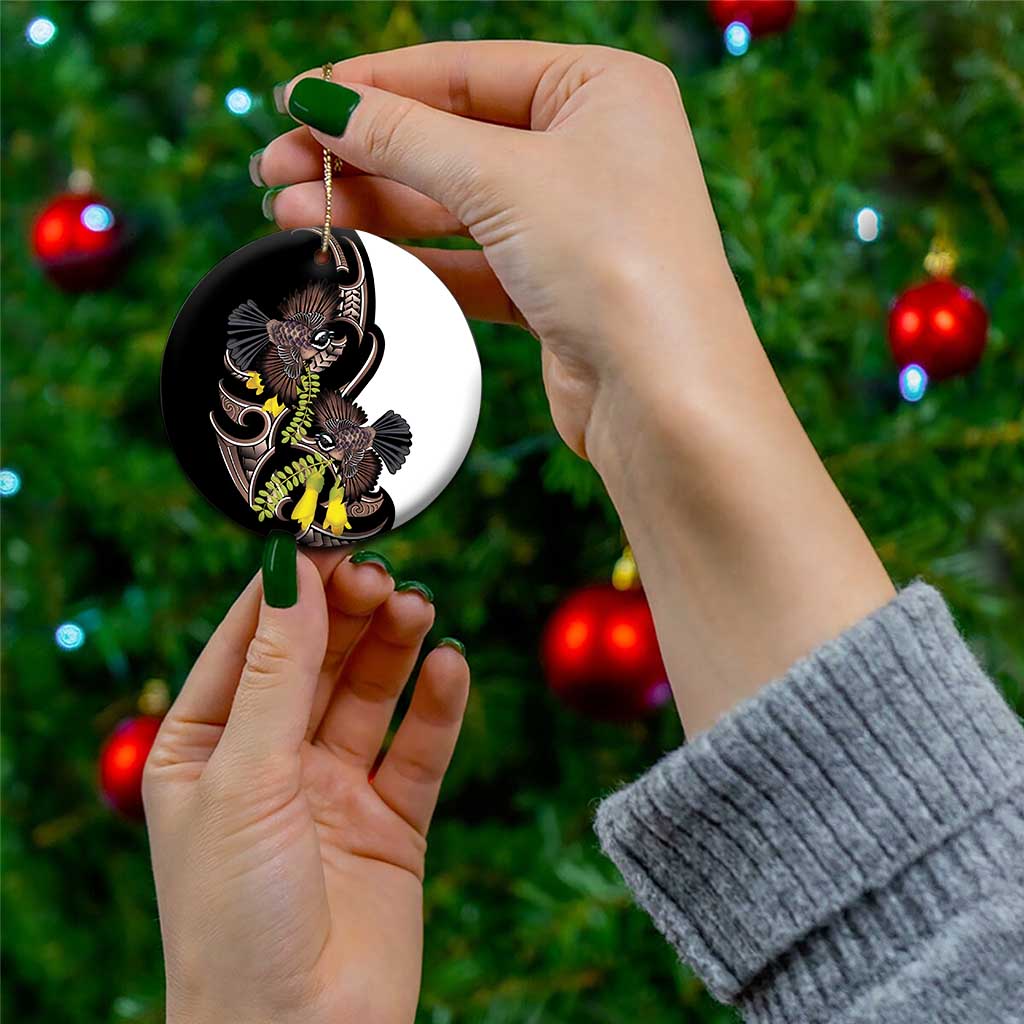 New Zealand Valentines Day Ceramic Ornament Piwakawaka Lovers Maori Koru Tattoo LT14 - Polynesian Pride