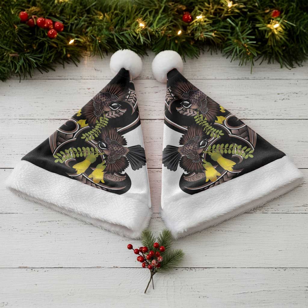 New Zealand Valentines Day Christmas Santa Hat Piwakawaka Lovers Maori Koru Tattoo - Polynesian Pride