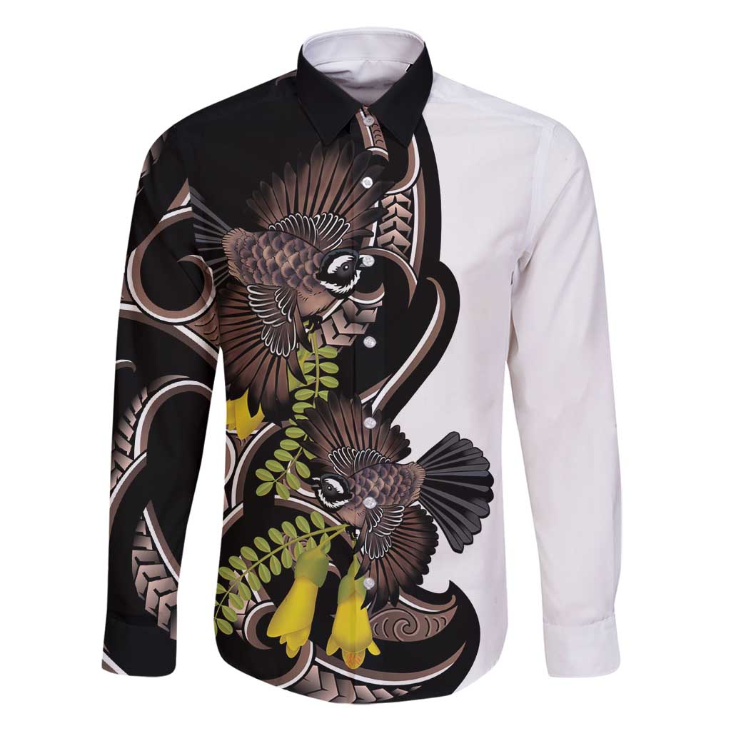 New Zealand Valentines Day Family Matching Long Sleeve Bodycon Dress and Hawaiian Shirt Piwakawaka Lovers Maori Koru Tattoo - Polynesian Pride