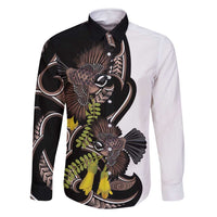 New Zealand Valentines Day Family Matching Long Sleeve Bodycon Dress and Hawaiian Shirt Piwakawaka Lovers Maori Koru Tattoo - Polynesian Pride