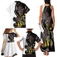 New Zealand Valentines Day Family Matching Tank Maxi Dress and Hawaiian Shirt Piwakawaka Lovers Maori Koru Tattoo - Polynesian Pride
