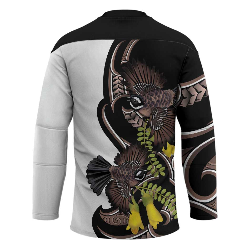 New Zealand Valentines Day Hockey Jersey Piwakawaka Lovers Maori Koru Tattoo - Polynesian Pride