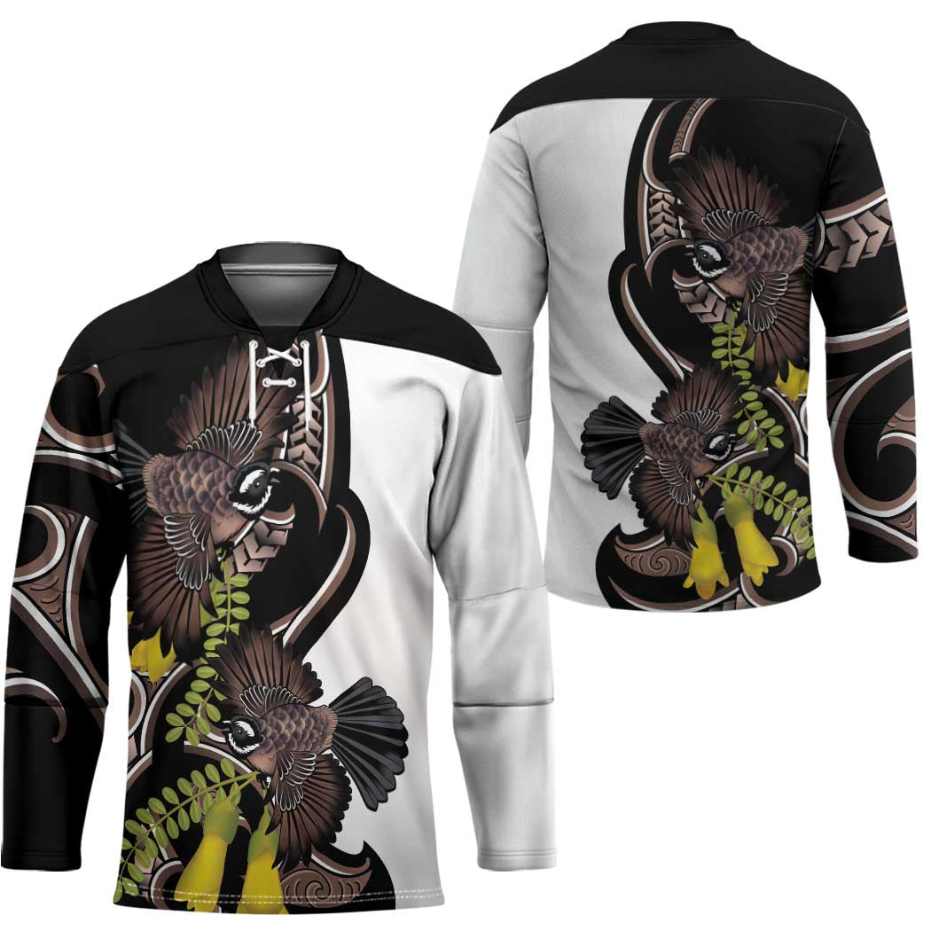 New Zealand Valentines Day Hockey Jersey Piwakawaka Lovers Maori Koru Tattoo - Polynesian Pride