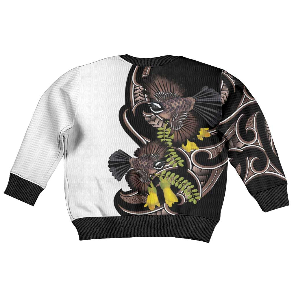 New Zealand Valentines Day Kid Ugly Christmas Sweater Piwakawaka Lovers Maori Koru Tattoo LT14 - Polynesian Pride