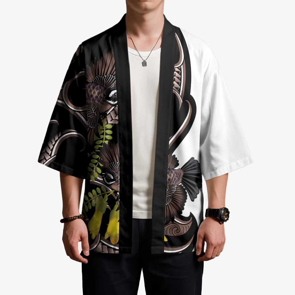 New Zealand Valentines Day Kimono Piwakawaka Lovers Maori Koru Tattoo - Polynesian Pride