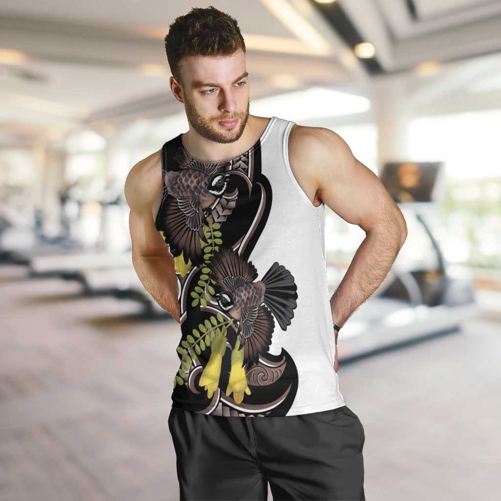 New Zealand Valentines Day Men Tank Top Piwakawaka Lovers Maori Koru Tattoo - Polynesian Pride