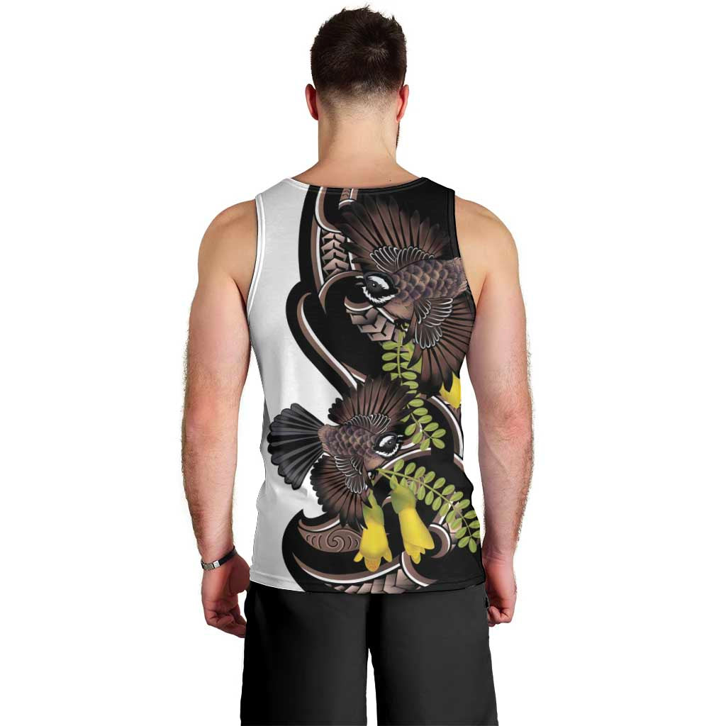 New Zealand Valentines Day Men Tank Top Piwakawaka Lovers Maori Koru Tattoo - Polynesian Pride
