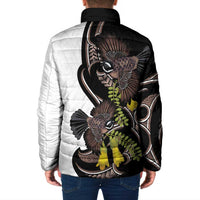 New Zealand Valentines Day Padded Jacket Piwakawaka Lovers Maori Koru Tattoo - Polynesian Pride