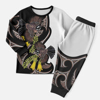 New Zealand Valentines Day Christmas Pajama Set Piwakawaka Lovers Maori Koru Tattoo - Polynesian Pride