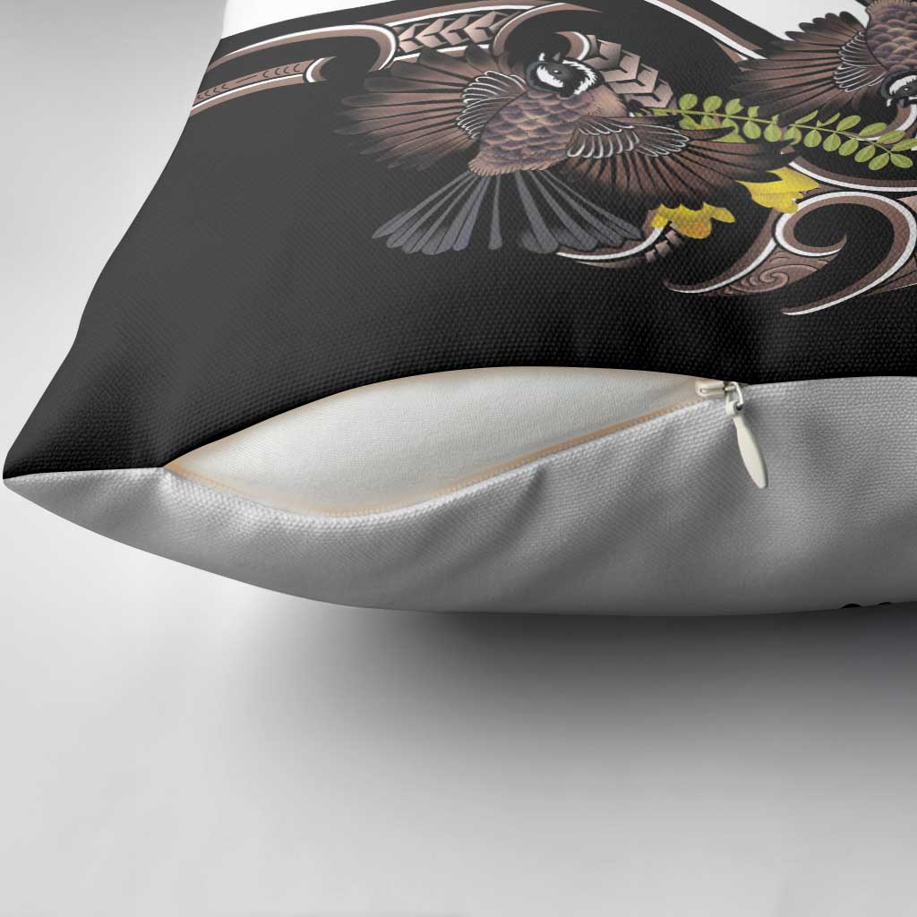 New Zealand Valentines Day Pillow Cover Piwakawaka Lovers Maori Koru Tattoo LT14 - Polynesian Pride