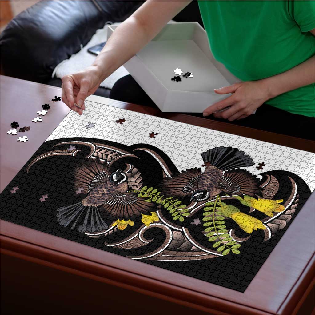 New Zealand Valentines Day Puzzle Piwakawaka Lovers Maori Koru Tattoo - Polynesian Pride