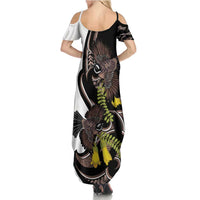 New Zealand Valentines Day Summer Maxi Dress Piwakawaka Lovers Maori Koru Tattoo LT14 - Polynesian Pride