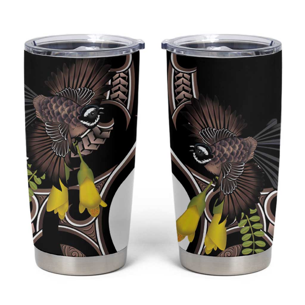 New Zealand Valentines Day Tumbler Cup Piwakawaka Lovers Maori Koru Tattoo - Polynesian Pride