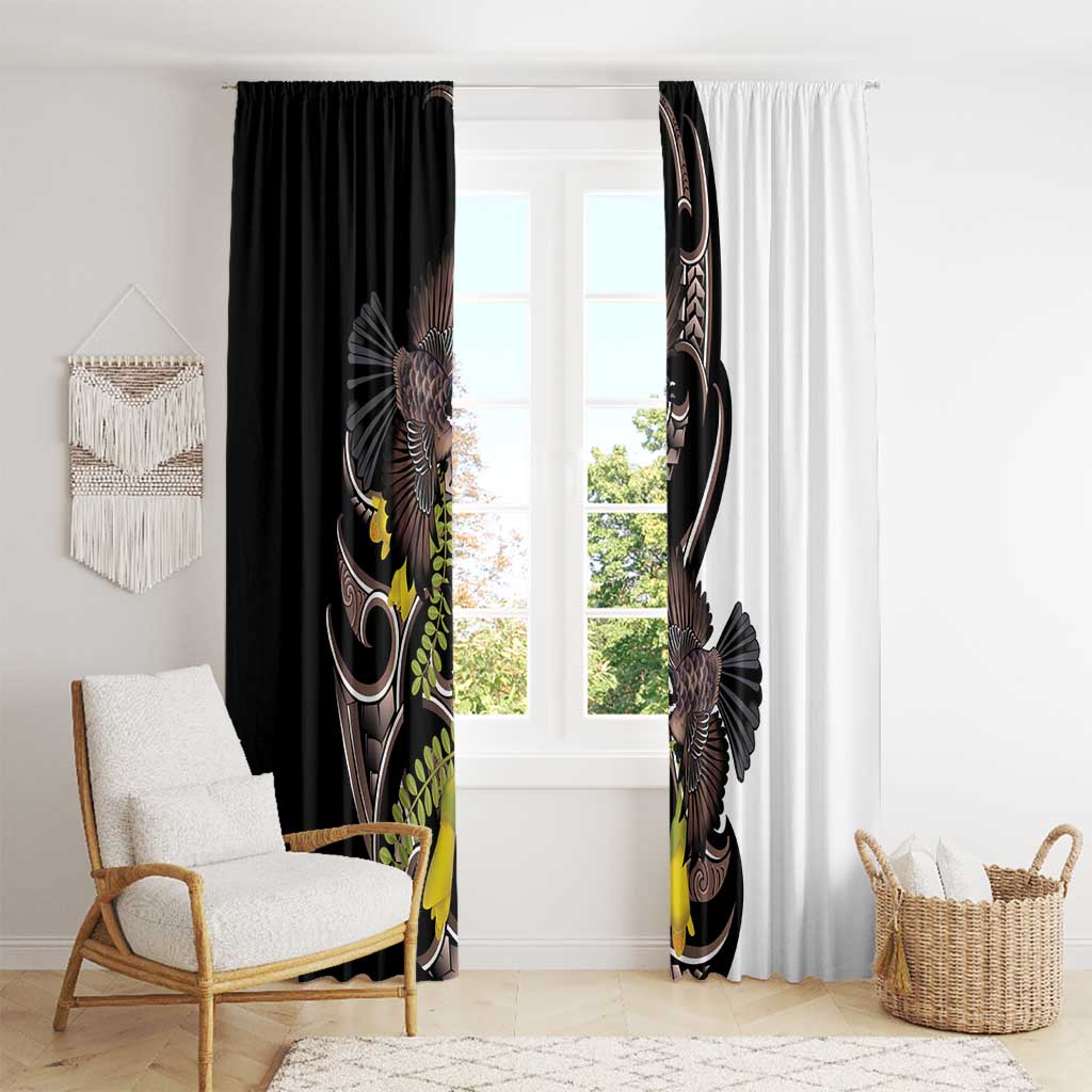 New Zealand Valentines Day Window Curtain Piwakawaka Lovers Maori Koru Tattoo LT14 - Polynesian Pride